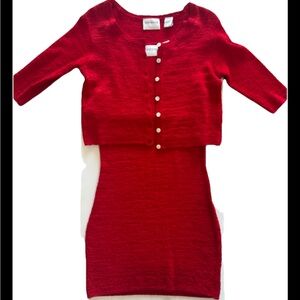 Hugo Buscati Dress M Red Set Of 2 Crop Cardigan Dress Classy M Vintage